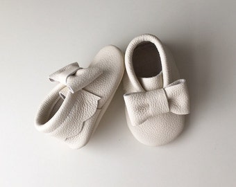Cream Leather Baby Moccasins