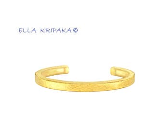 Solid 18k Gold 18g Width 5mm Thickness 3mm Shiny Sizable Fine Gold Bracelet 24k Gold Thick Borders Cuff Ancient Rome Hammered Women Men