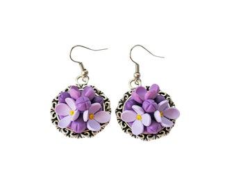Lilac Earrings, Flower Earrings, Delicate Earrings, Jewelry Purple Earrings , Lilac Flower Real Flower