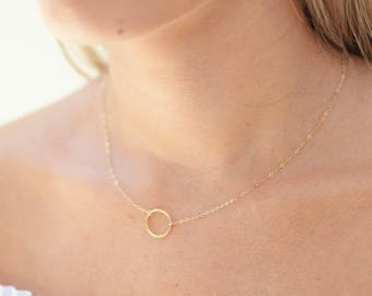 Gold Circle Necklace | Eternity Necklace | Karma Necklace | Layering Necklace | Delicate Necklace | Dainty Necklace | Gift for Her