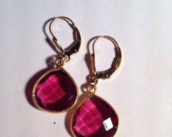 Ruby Quartz Gold Vermeil Earrings