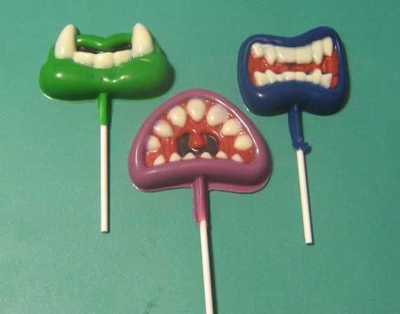 3 piece large monster mouth lollipop sucker party favors