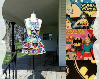 Wonder Woman Apron w/ Batgirl Supergirl or Batman Apron Women's Apron XS to 5XL