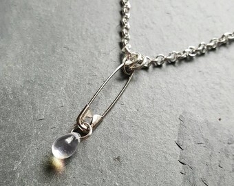 Safety Pin Necklace - Teardrop Necklace - Safety Pin Jewelry - You Are Safe With Me Movement - #safetypin - Silver Necklace - Gift for Woman