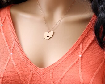 Personalized Ohio necklace, Ohio State necklace, Engraved Ohio State, 14kt Gold Filled, Sterling Silver,, gift for her