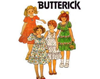 Butterick 6089 Toddler Girls Tiered Peasant Dress 80s Vintage Sewing Pattern Size 3 or 6
