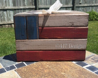 Patriotic Theme Home Decor Wood Blocks {American Flag, Independence Day, Stars & Stripes, July 4th}