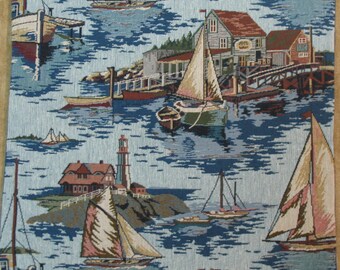 Coastal Sailing Tapestry Pillow Cover 18" x 18" Pillow Covers, Tapestry Pillow Covers, Nautical Pillow Covers, Home Decor Pillow Covers