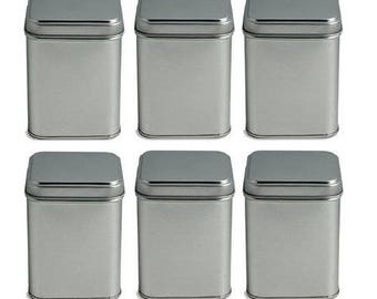 6 Pcs Empty Square Tea Tin w/ Slip Lid