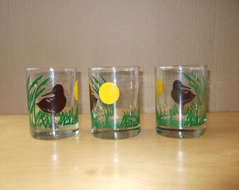 Duck Glasses - Set of 3 Vintage Drinking Glasses, Barware