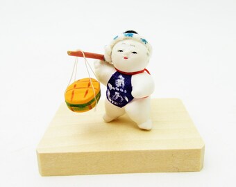 Miniature Japanese doll.Asakusa doll.Sakanauri/Fish selling.41mm.#jd6.msjapan