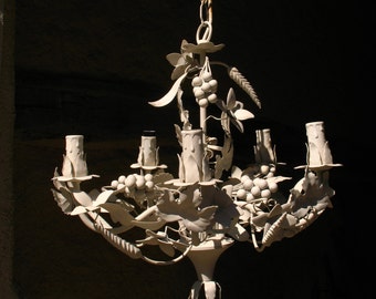 White French Tole Ware Chandelier, 1960s