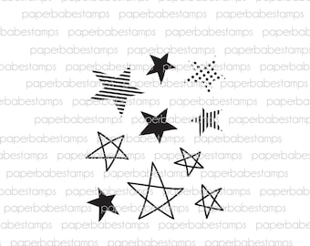 Doodle Stars - Paperbabe Stamps - Photopolymer Stamp - for Mixed Media and paper crafting