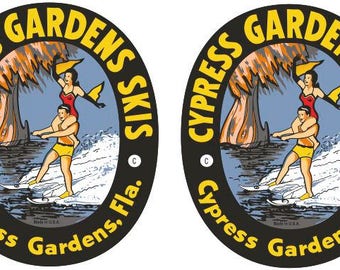 2 Vintage Reproduction Cypress Garden Decals
