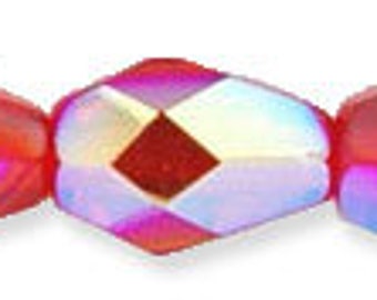 Gorgeous Siam Ruby AB Faceted Glass Teardrop Beads 7x5mm 25 pcs
