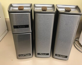 Vintage Midcentury Canisters, Set of 4