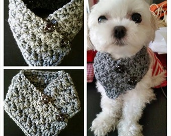 Crocheted Small Dog neck warmer, dog neck warmer, Puppy scarf fits most S or M dogs
