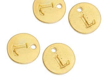 Letter L - 12mm Golden gold pendant