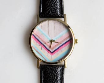Boho Chevron Watch (Black), Women Watches, Womens Watches, Women's Watches, Women Watch, Women's Watch, Boho Watch, Bohemian Watch, Chevron