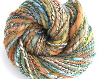 Handspun Yarn Super Bulky Weight Hand Dyed Yarn Soft Shiny Merino Wool Silk Bamboo Art Yarn Unique Yarn Earth Tones Boho Indie - Sea Shell