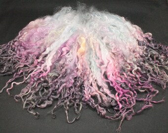 Teeswater separated locks, hand painted fiber fleece for spinning and felting, 3.1 oz