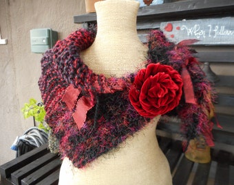 Hand knit Wrap Hand Knit Cowl Boho Cowl