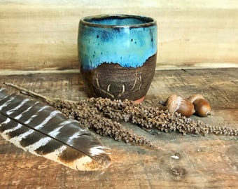 Rustic Tumbler ~ Wild Buck Antler ~ Deer Lover ~ Hunting Cabin ~ Wine ~ Whiskey ~ Handmade Vermont Pottery