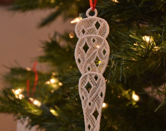 Icicle #4 embroidered lace ornament