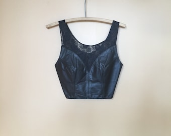 Vintage Leather Lace 1990s Halter Top
