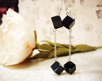 Statement earrings Dangle earrings Geometric earrings Onix earrings Cube earrings Post earrings Crystal Earrings Tiny earrings Dangle Cube