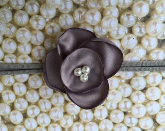 Preemie Headband, Gray Baby Headband, Small Bows, Baby Bows, Newborn headbands, Nylon Headbands,Baby hair bows, Flower Headband Grey Bow