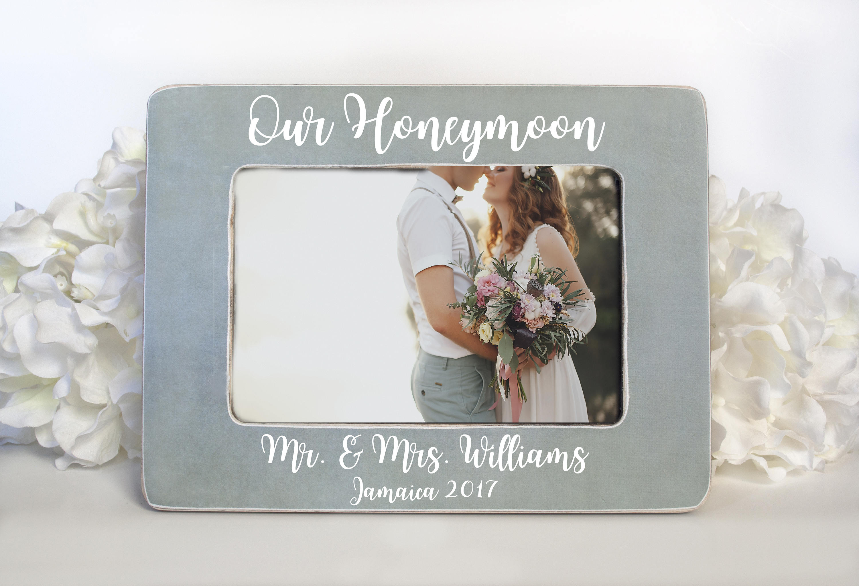 Honeymoon Picture Frame Gift Wedding Zoom