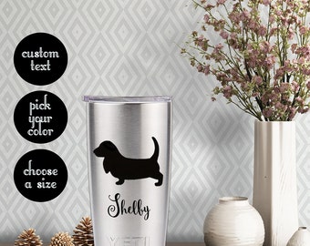 Basset Hound Solid Decal with customizeable text