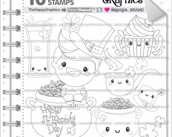 St Patricks Day Stamps 80OFF Commercial Use Digi Stamp Digital Image Digistamp Coloring Page Black And White