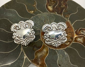 Vintage Embossed Sterling Silver Earrings