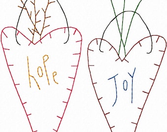 Hearts Hope Joy Machine Embroidery Design