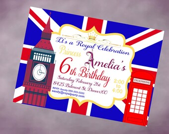 Printable Birthday London Invitation Personalized England Birthday Invitation Printable London Invite