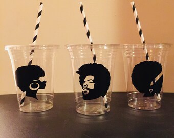 70s Party Cups, Afro, African Cups, Disco, 1970, 70's Birthday, Party Favor, Retirement Party