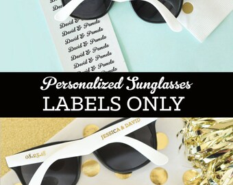 Sunglasses LABELS ONLY (EB3120) - Set of 48| CLEAR labels with personalized text
