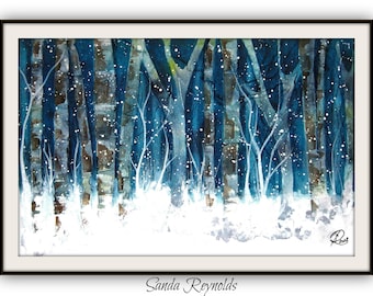 Original Watercolour Painting Winter Forest, painting, forest watercolor