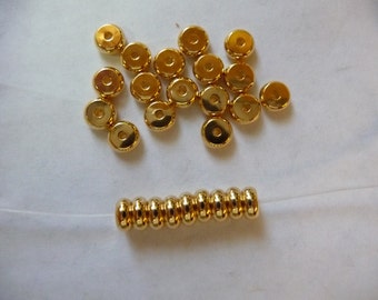 Bead, Gold Plated, Brass, 5mm, Heishi, Pack Of 16 beads.