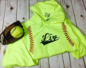 Youth Unisex NuBlend Jerzees Brand Softball Hoodie Pullover Girls Teen Customized with Name and Number