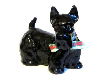 Large Black Scottie Dog Candle Figurine Scottish Terrier Quiet and Hairless
