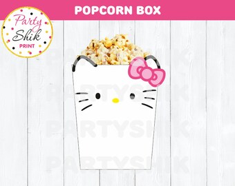 Hello Kitty Party Printable Popcorn / Favor Box Instant Download