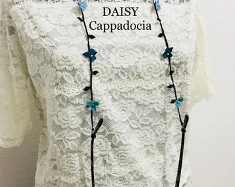 Turkish OYA Lace - Glasses Holder Strap Blue Flowers For Her Gift For Women Fashion Accessories