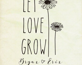 Sunflower stamp-custom Rubber Stamp-weeding seed, let love grow Stamp, Sweet Favor Stamp, save the date stamp-invitation stamp