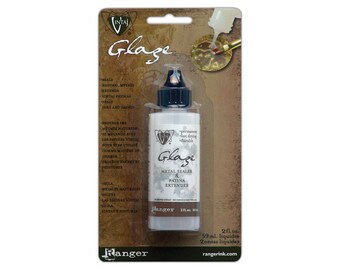 Vintaj Clear Gloss Glaze Metal Sealer Large 2 Ounce by Ranger Ink Patina Extender, Seals Inks Patinas Paints, Fast Drying