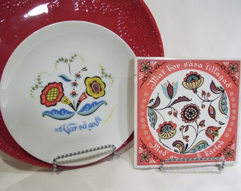 Berggren Swedish Folk Art Plate, Rosemaling,Scandinavian Berggren Floral Rosemaling Plate Swedish Scandinavian