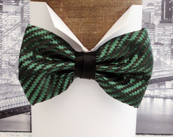 Carbon Fibre Bow Tie, British Racing Green Polyester and Black Carbon Fibre