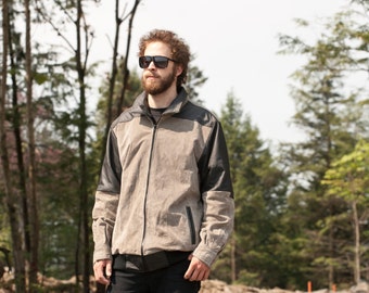 Mens recycled leather and suede jacket